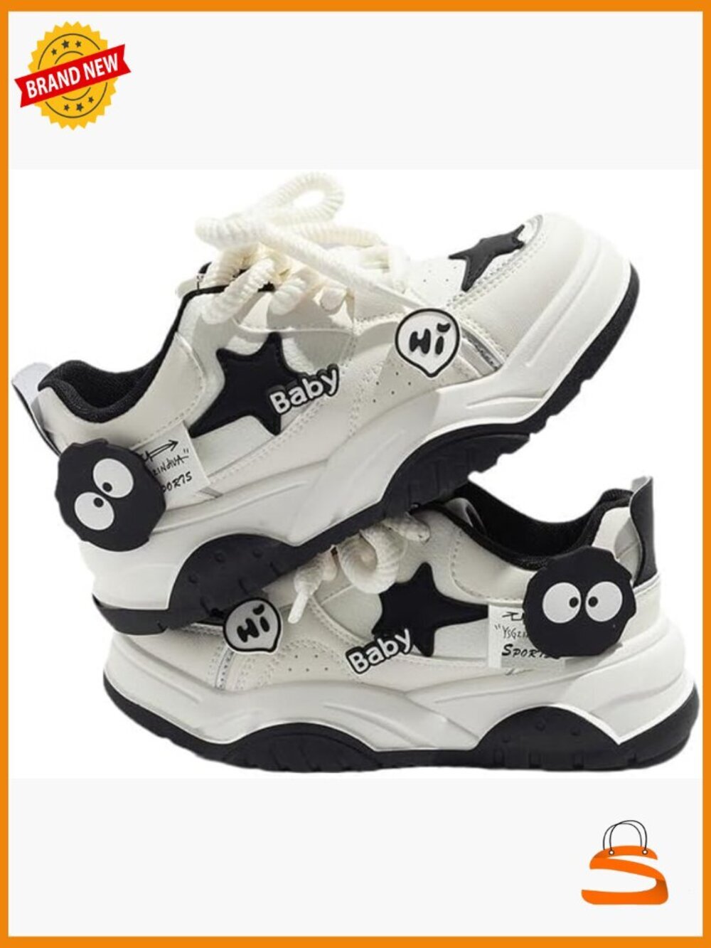 Women's Chunky Sole Fashion Sneakers with Star Charm & Anti-Slip